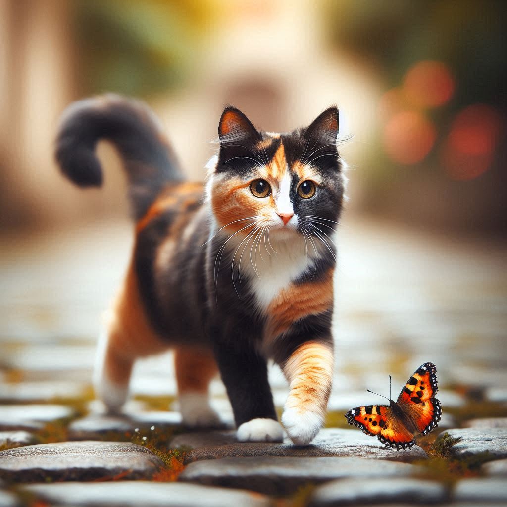Tortoiseshell Cat Walking Tortoiseshell Cat Walking